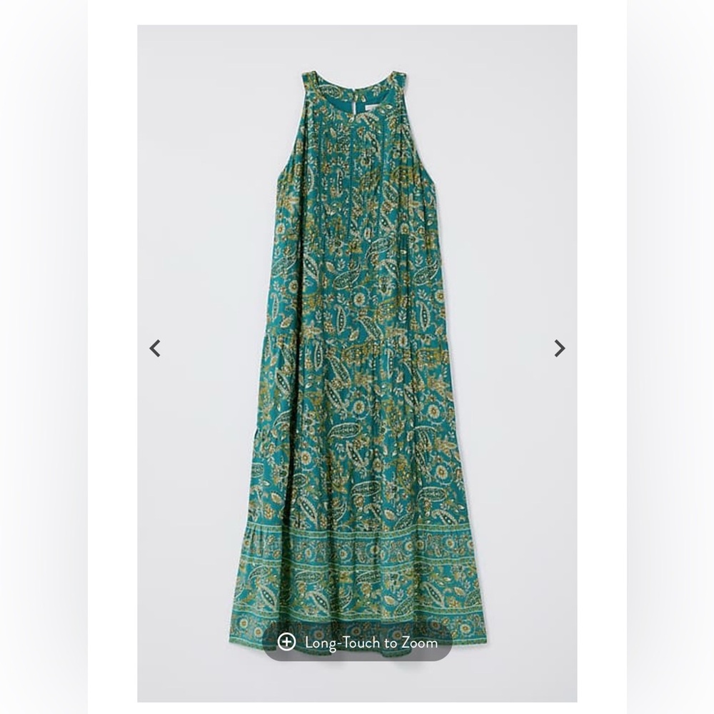 J. Jill Teal and Gold Patterned Maxi Dress